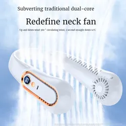 TINSOL New ceiling fan USB rechargeable portable small fan students office sports digital display ceiling fan hanging neck fan
