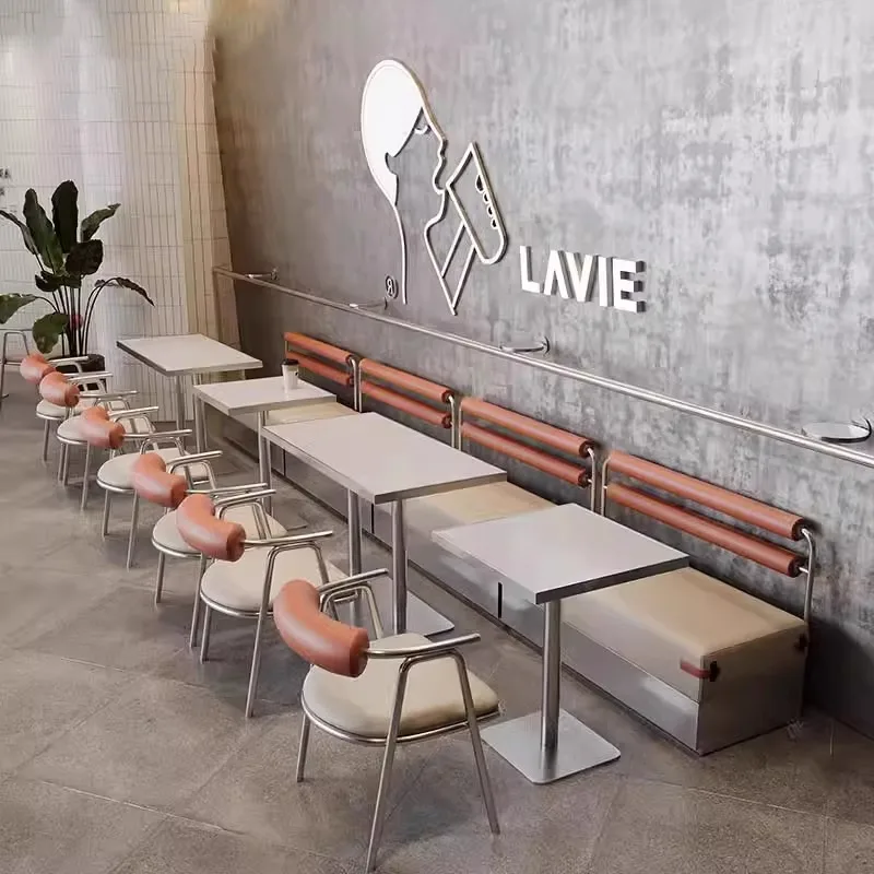 

Internet celebrity industrial style milk tea shop commercial stainless steel card seat sofa theme restaurant hotel hot pot shop