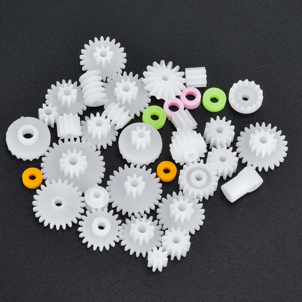 75pcs Transmission Kit 75 Pieces Plastic Gears Multi-size Round Pulleys Precision Plastic Gear Set Maker Hobby