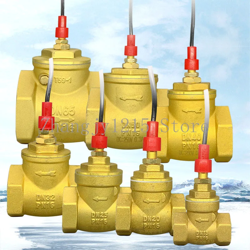 Air Energy High Flow All Copper One-way Valve Baffle Plate Water Flow Induction Signal Flow Switch 4/6-point 1 Inch