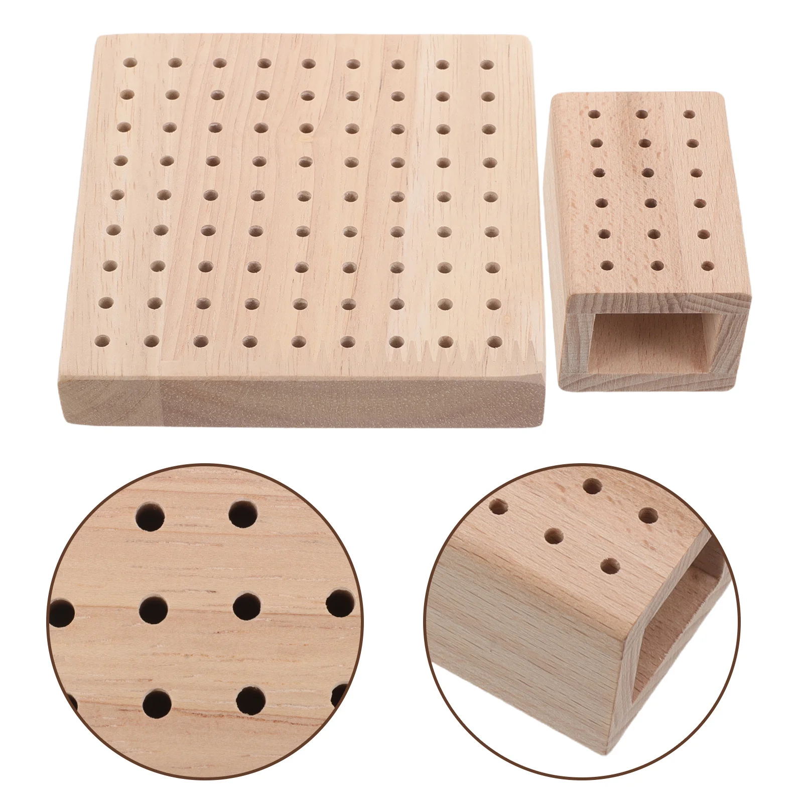 

2Pcs Nail Drill Stand 18-81 Holes Wooden Display Board Versatile Use Organized Storage for Professionals Nail Supply Storage