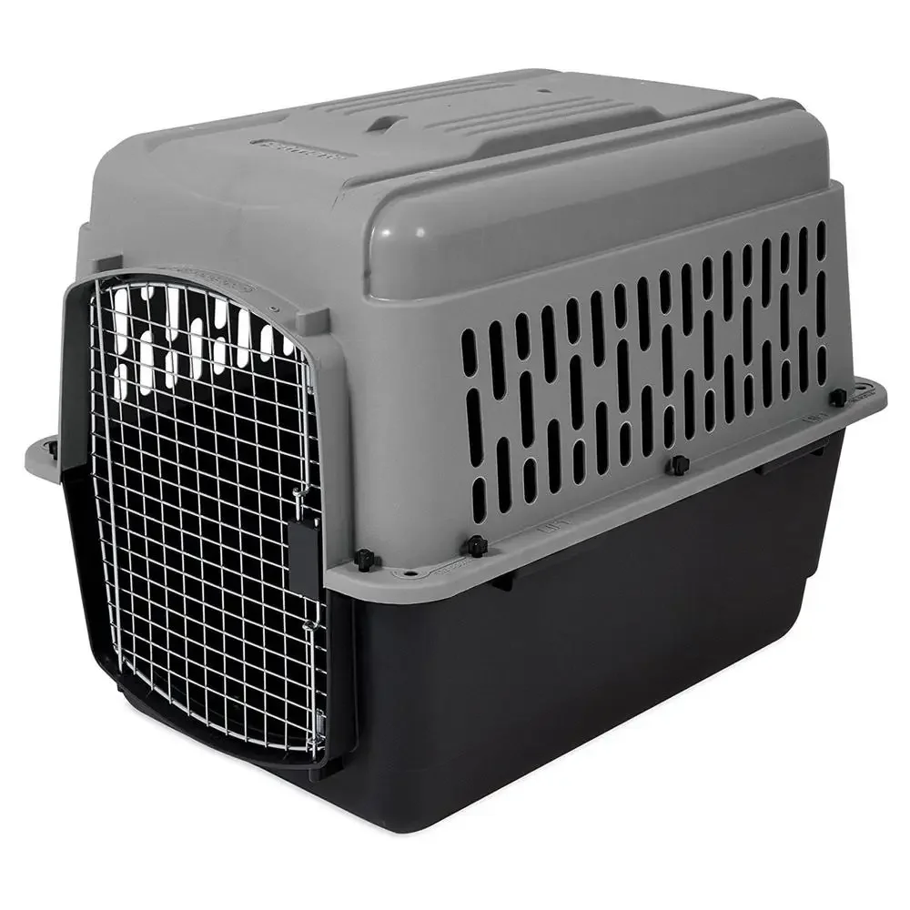 Traditional Airline Approved Dog Kennel Carrier Large Dogs 50-70 lbs Gray Breathable Portable Safety Easy Assembly Transport 36