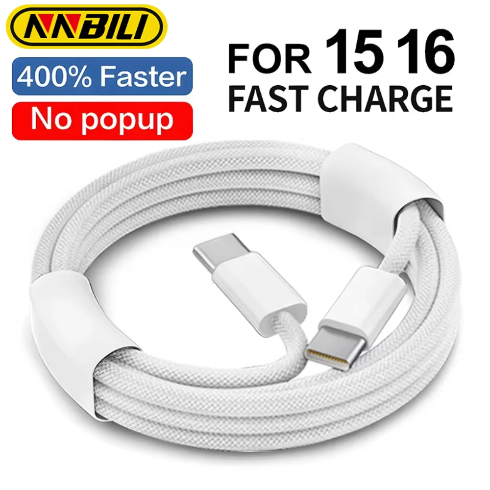 NNBILI 60W USB C To Type C Weaving Data Cable For iPhone 15 16 Pro Max Plus Cables For Samsung Xiaomi Huawei Phone Accessories