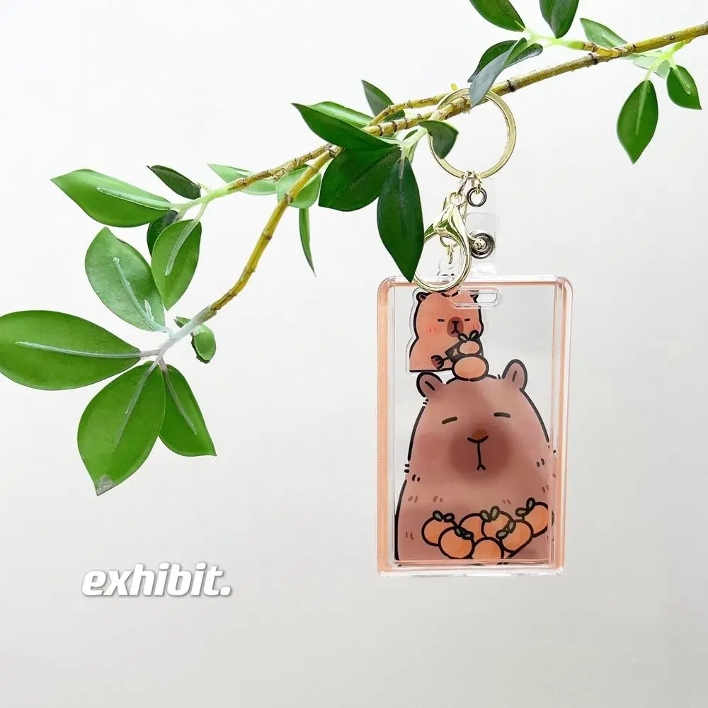 Cute Keychain Pendant Capybara Card Sleeve Protective Case Key Chain Bus Card Holder PVC Kawaii ID Card Cover Student