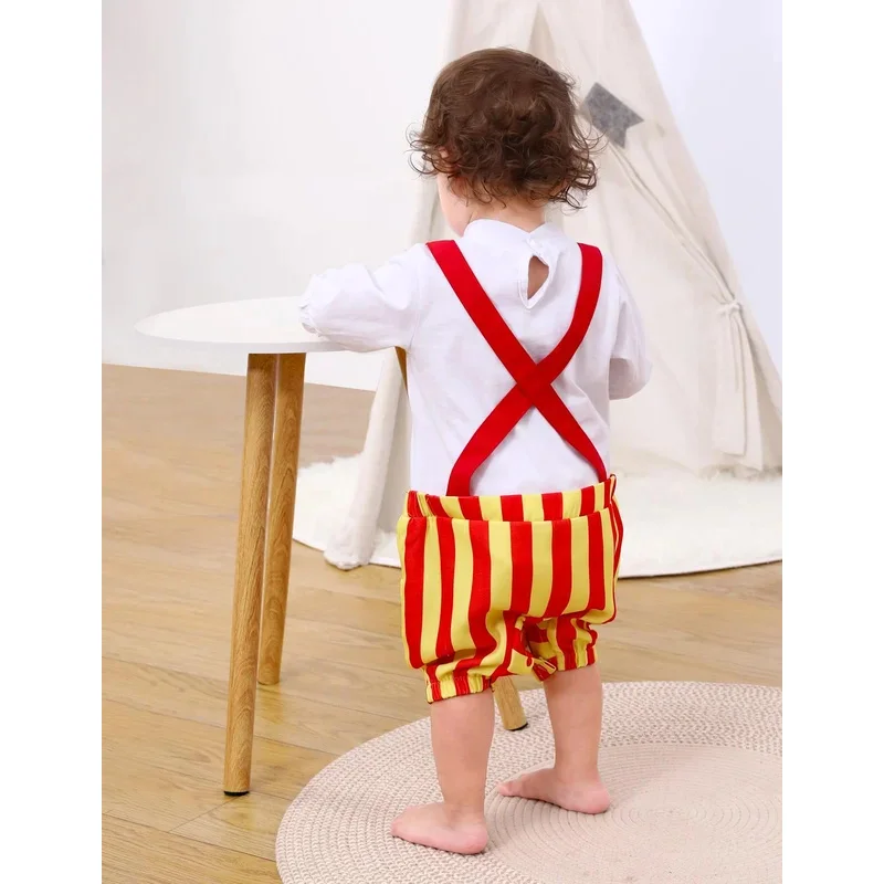 Sky01 Baby Clown Kostüm Karneval Purim Jungen Mädchen Zirkus Overall Kleinkind Halloween Cosplay Outfit Sets mit HutWd01@