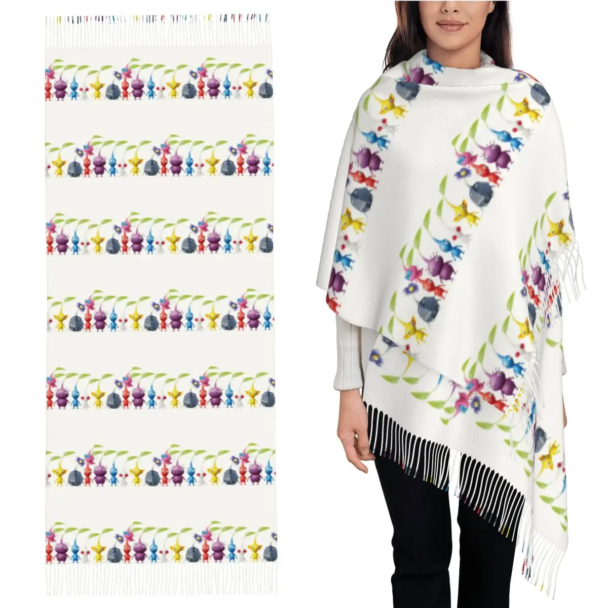 

Pikmin Scarf Tassel Scarves Women Soft Warm Shawls and Wraps Large Fall Winter Shawl Wrap
