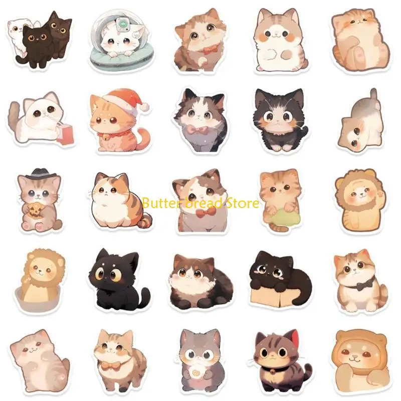 W89C 50counts Cats Kitten Sticker для ноутбука для ноутбука для бутылки с водой телефона Скейтбор