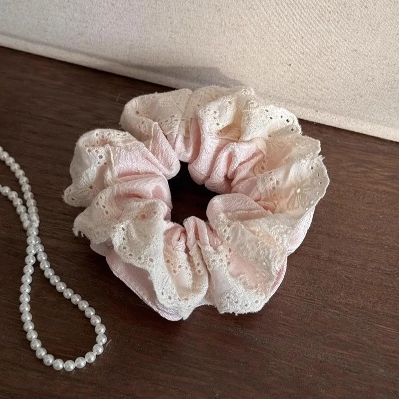 Big Flower Lolita Lace Scrunchies Multilayer Oversized Lace French Hair Rope Ties Hair Accessories Ponytail Holder Hair Ring