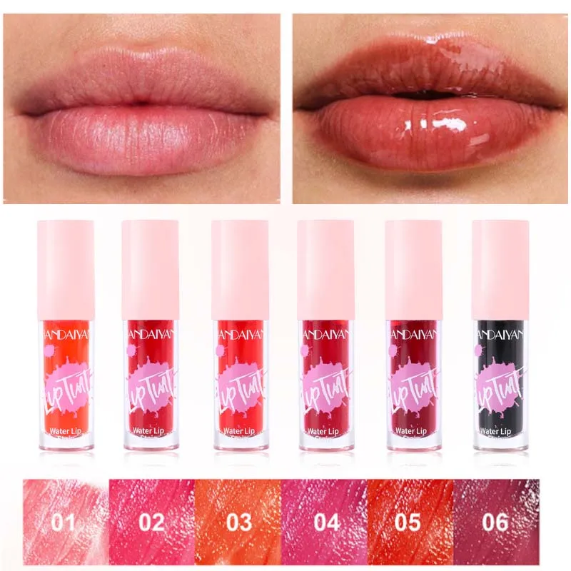 Flüssiger Lip Stain Lippenstift Make-up Wasserlicht Fruchtsaft Lipgloss Tönung Feuchtigkeitsspendender wasserdichter Antihaft-Lippenstift mit hohem Pigment