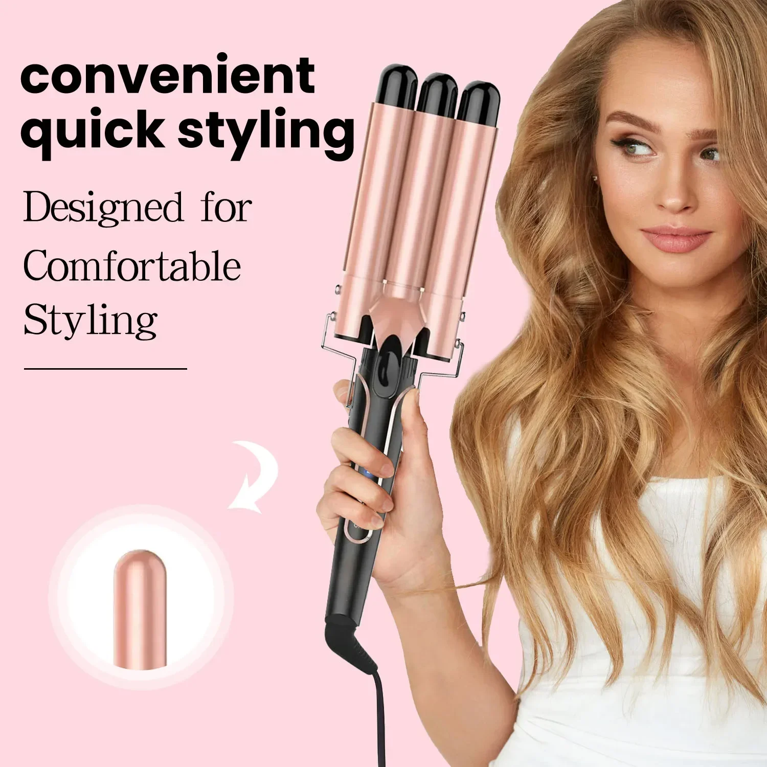 5 in 1 Curling Iron 3 Barrel Hair Crimper Hair Waver Curling Iron with Fast Heating Up Crimper Wand Curler for All Hair Types