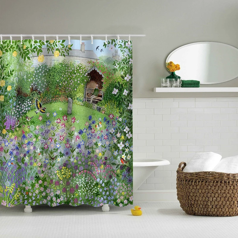 Flowers Plants Waterproof Shower Curtain Polyester Showering Bath Decoration Curtains In The Bathroom Home Shower Curtains