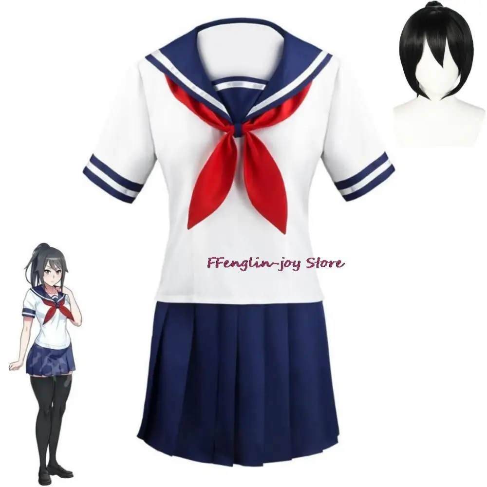 

Game Yandere Simulator Ayano Aishi Cosplay Costume Anime Wig Chan School Sailor Jk Uniform Halloween Carnival Party Suit