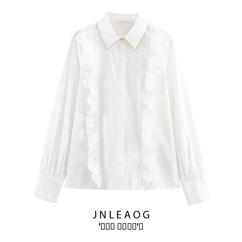 Faionable Casual Faion JNLEAOG Damen IRT Pearl Embellied Silk Loose Fit Long Sve Autumn New Sle 2025