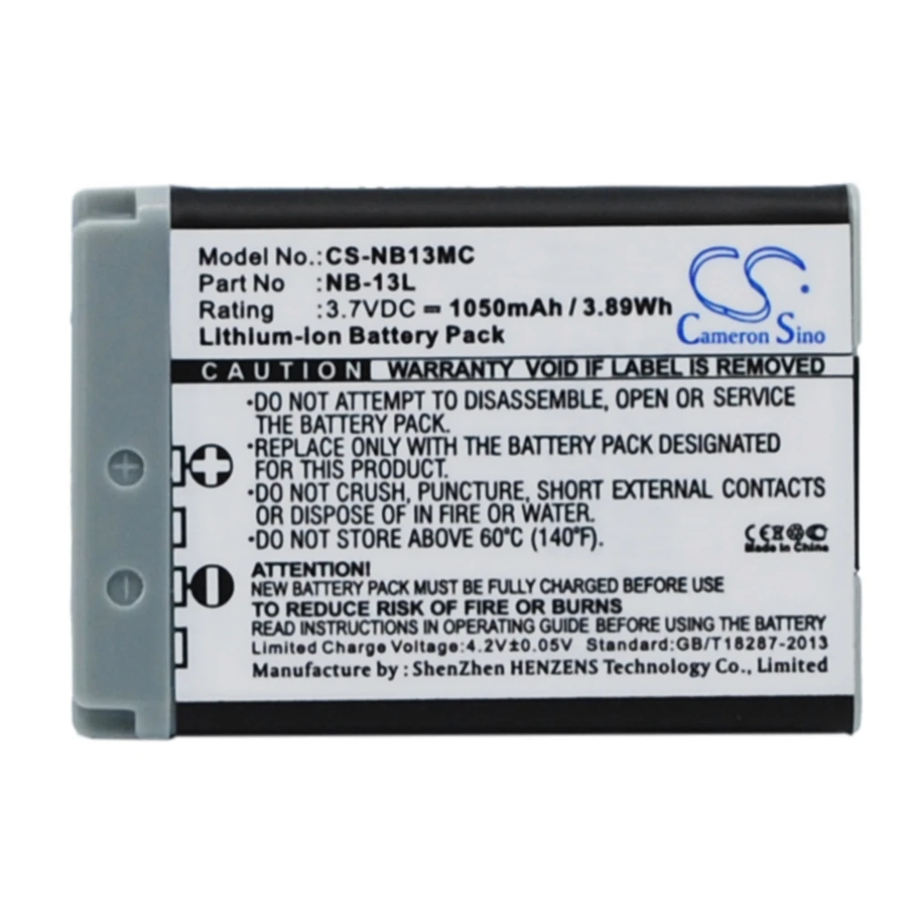 

Li-ion Camera Battery for Canon, 3.7V, 1050mAh, Compatible Models: Powershot G5X, PowerShot G5X M2