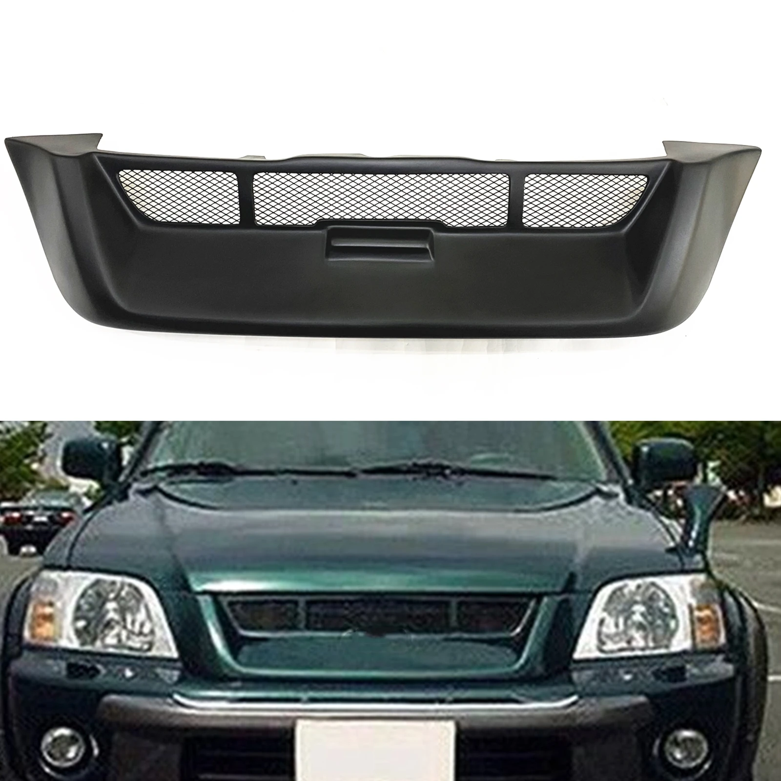 

For Honda CR-V CRV 06.1997-2001 Fiberglass/Real Carbon Fiber Front Grille Grill Car Upper Bumper Hood Mesh Grid Body Kit