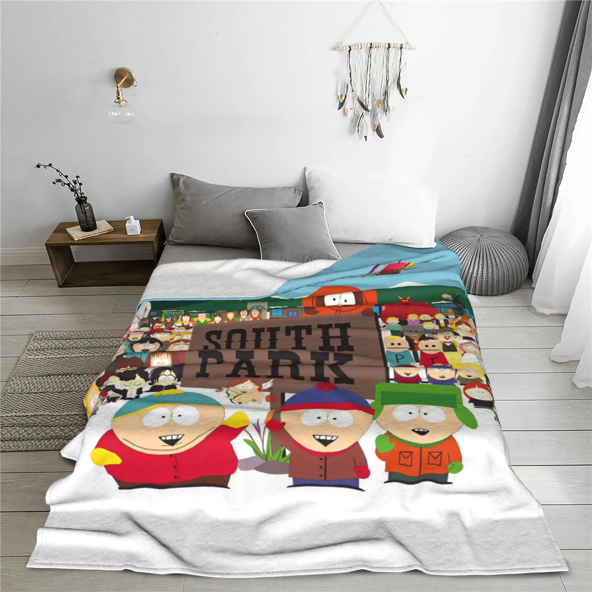 Southes Cartoon Parks RPG Game Blanket Coral Fleece Plush Winter Cute Funny Portable Lightweight Throw Blanket for Travel Quilt