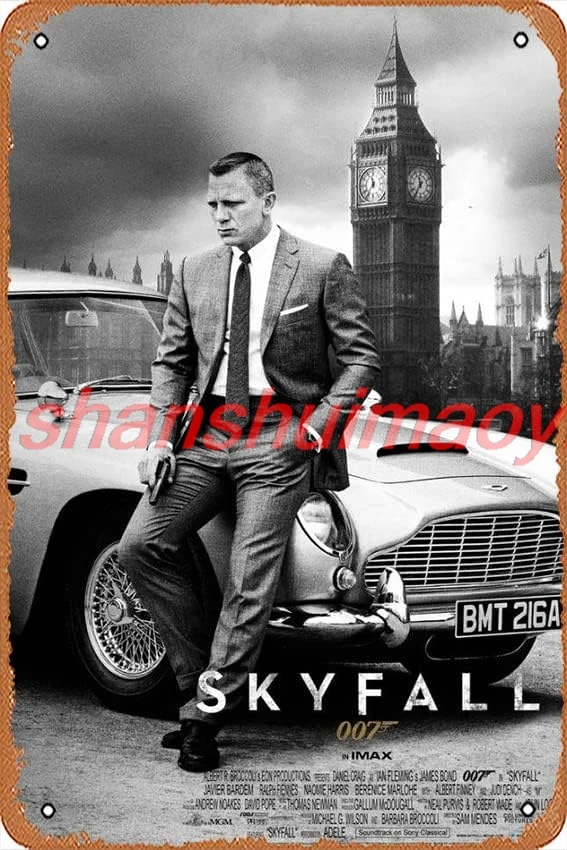 Skyfall Movie Poster 8 x 12 Inches - Retro Vintage Metal Tin Sign for Home Bar Pub Garage Decor Movie Gifts ADS