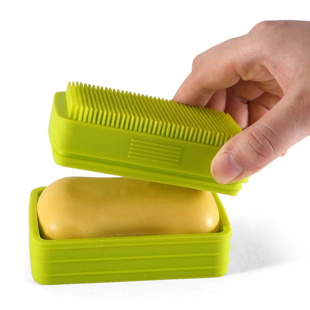 Portable Soap Dishes Silicone Soap Dish Home Soap Box Bathroom Soap Container Shower Supply Loofah Sponge Bath Tray Household