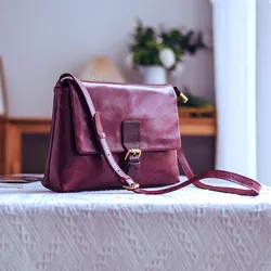 Borsa a tracolla da donna Vintage in vera pelle di alta qualità da lavoro quotidiano all'aperto borsa a tracolla femminile in pelle bovina fatta a mano di primo strato