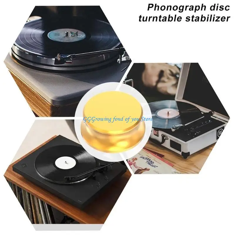 

H9EB Aluminum Record Center Weight Lightweigt Record Stabilizer Improve Sound Quality & Minimize Vibrations for Turntables