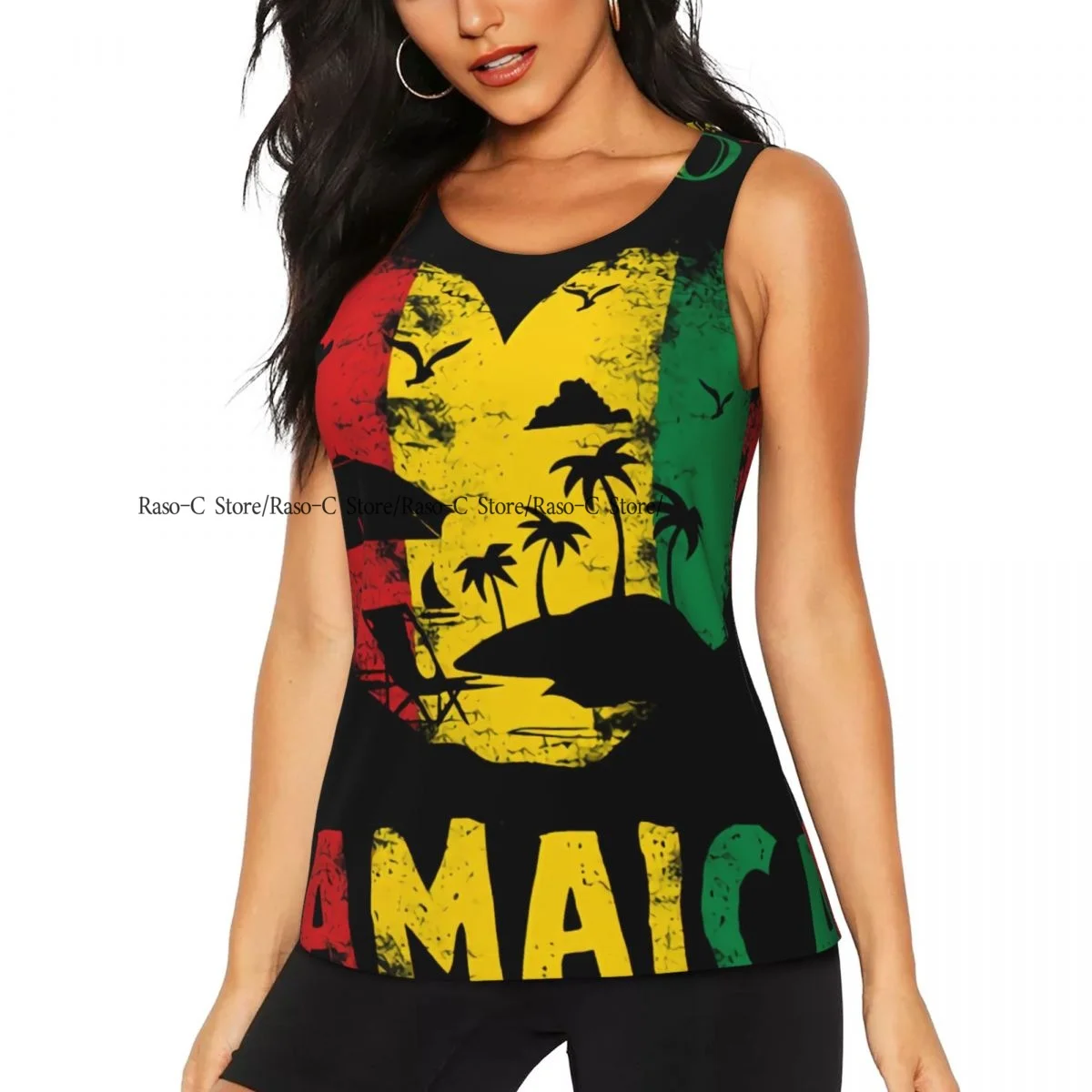 Women's Sleeveless Yoga Tank Top One Love Jamaican Quick Dry Running Training Sports Vest Yoga Shirts
