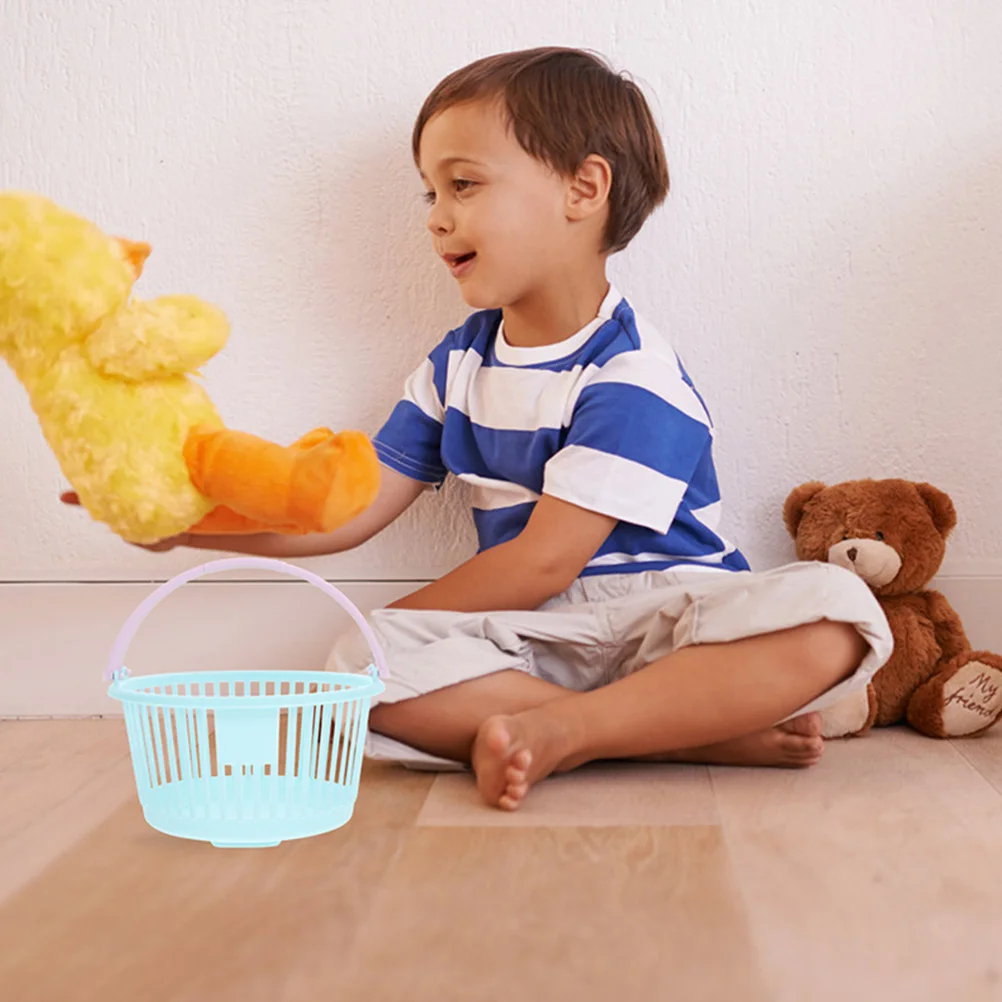 

3Pcs Mini Plastic Storage Baskets Blue Desktop ganizer Toy H Basket Trash Can Home Decor Simulated Supermarket Model
