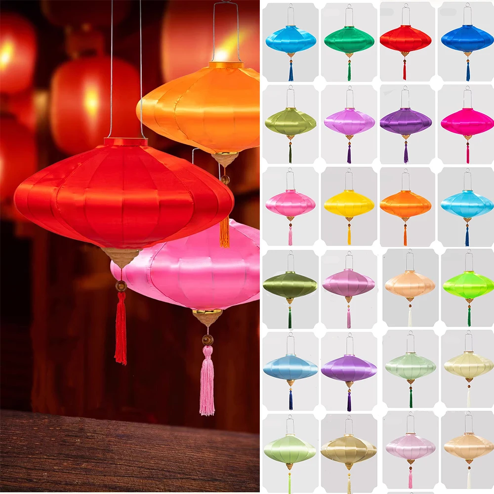 Traditional Chinese Hanging Lanterns Solid Color Colth Lantern Festival Lantern New Year Party Wedding Birthday Decoration