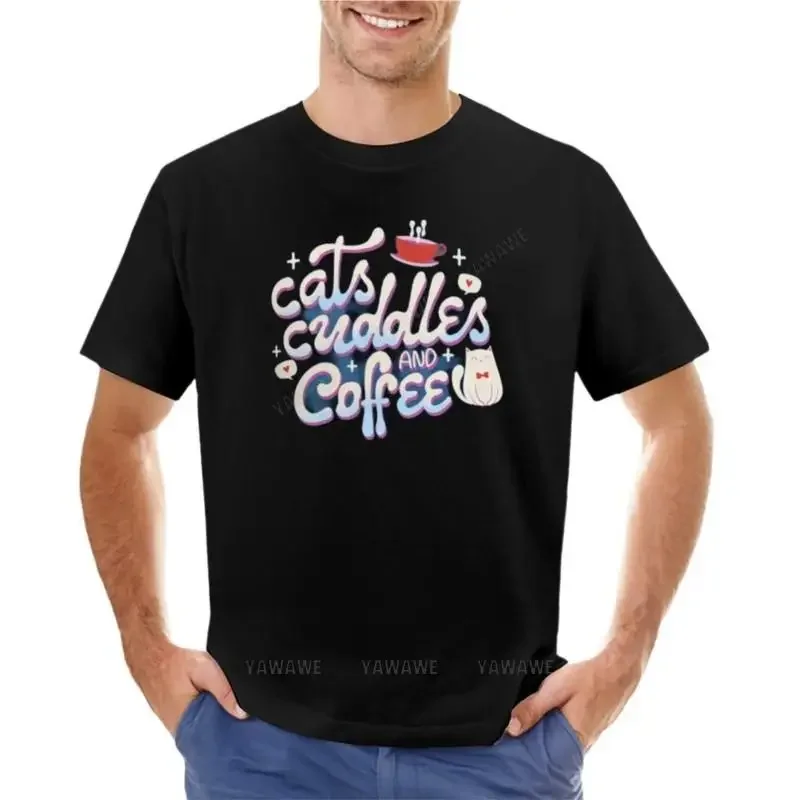 T-shirt à col rond en coton pour hommes, Économie personnalisés, Économie lourds, Mignon café, Nouvelle édition