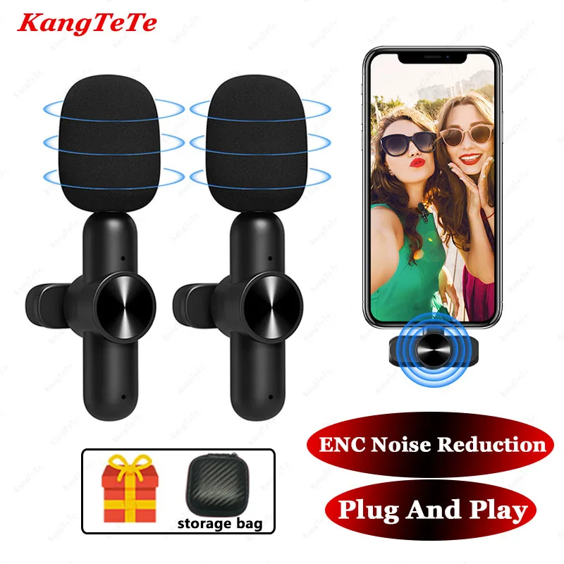 Không Dây Lavalier Microphone Di Động Mini Mic Giảm Ồn Âm Thanh Ghi Hình Cho iPhone Android Chơi Game Phát Sóng Trực Tiếp