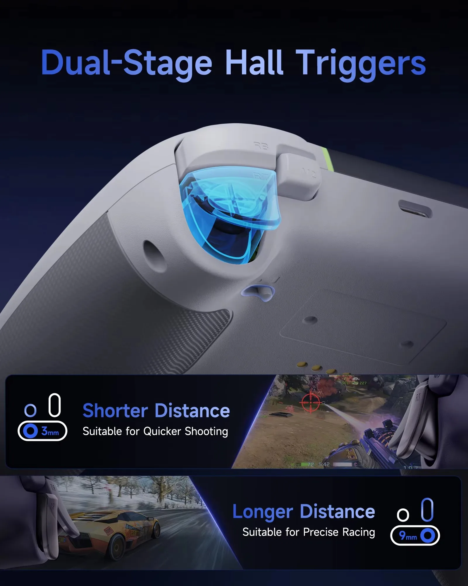 X05 Pro Wireless Gaming Controller with Quiet Button for Windows Switch iOS Android Steam, Hall Effect Joystick Gamepad