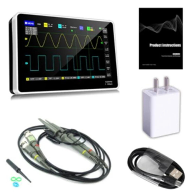 #CKX8938 1013D Digital Tablet Oscilloscope Dual Channel 100MBandwidth 1GS Sampling Rate Mini Digital Oscilloscope-US Plug