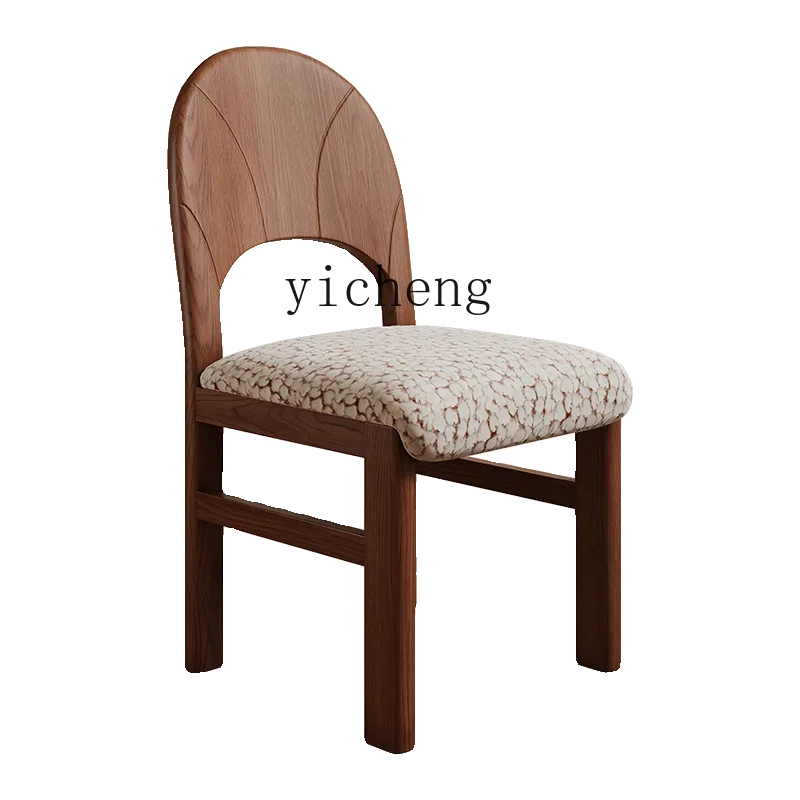 ZC medieval retro style dining chair pure solid wood ash wood back chair artistic sense creative makeup chair