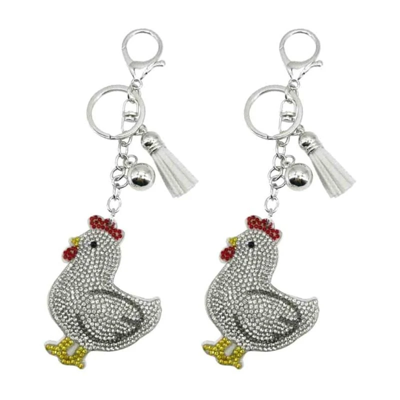 DXAB 2PCS أنيقة Chicken Keychain Rhinestonship