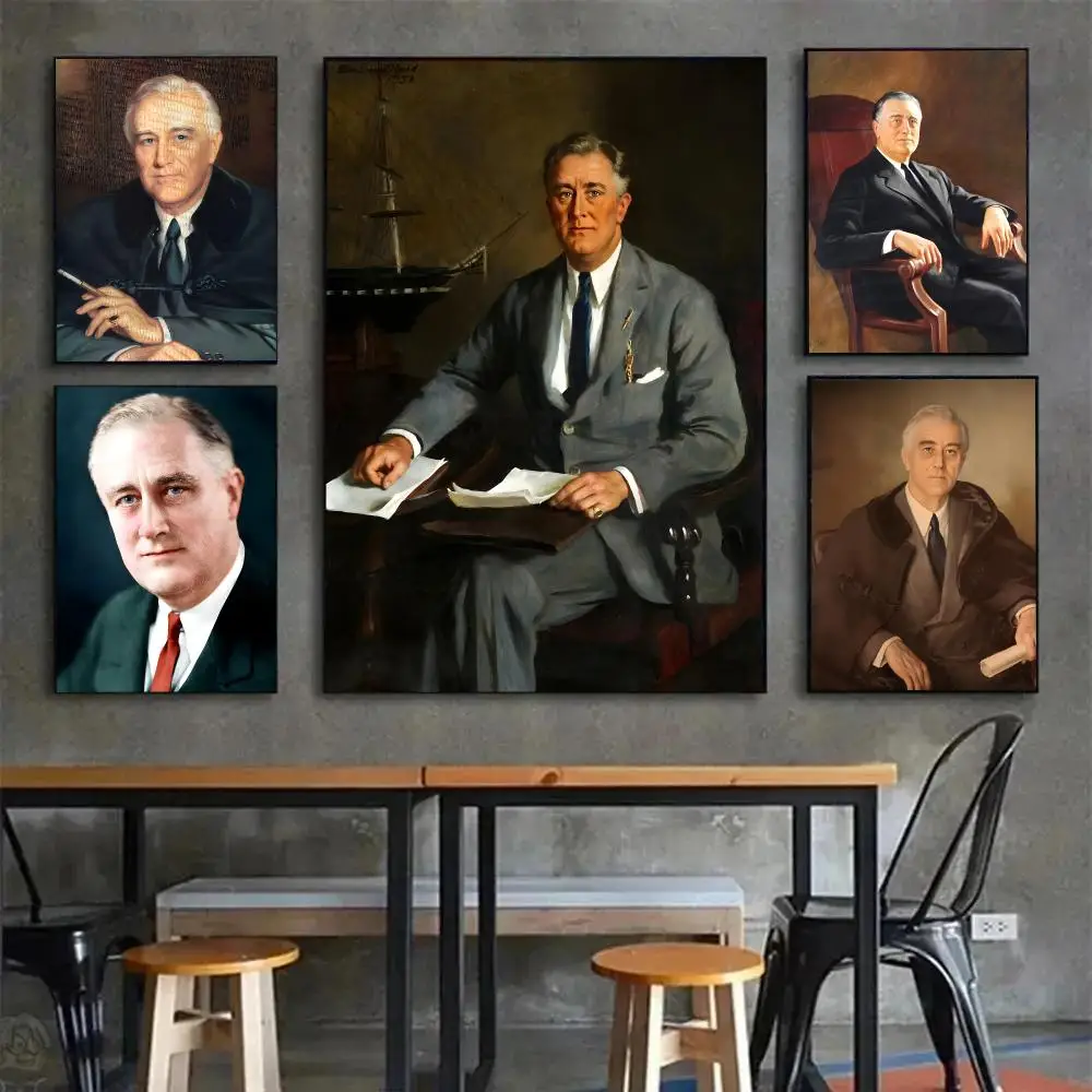 president statesman F-Franklin Delano Roosevelt Poster Painting Wall Art Mural for Living Room Home Decor and Gifts