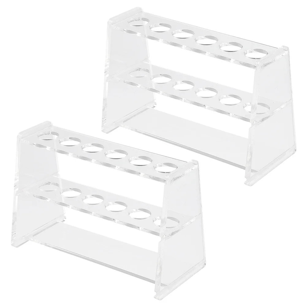 Rack de tubo de ensaio acrílico, 2 peças, camada dupla, transparente, suporte de tubo de centrífuga, organizador de laboratório, rack de experimento
