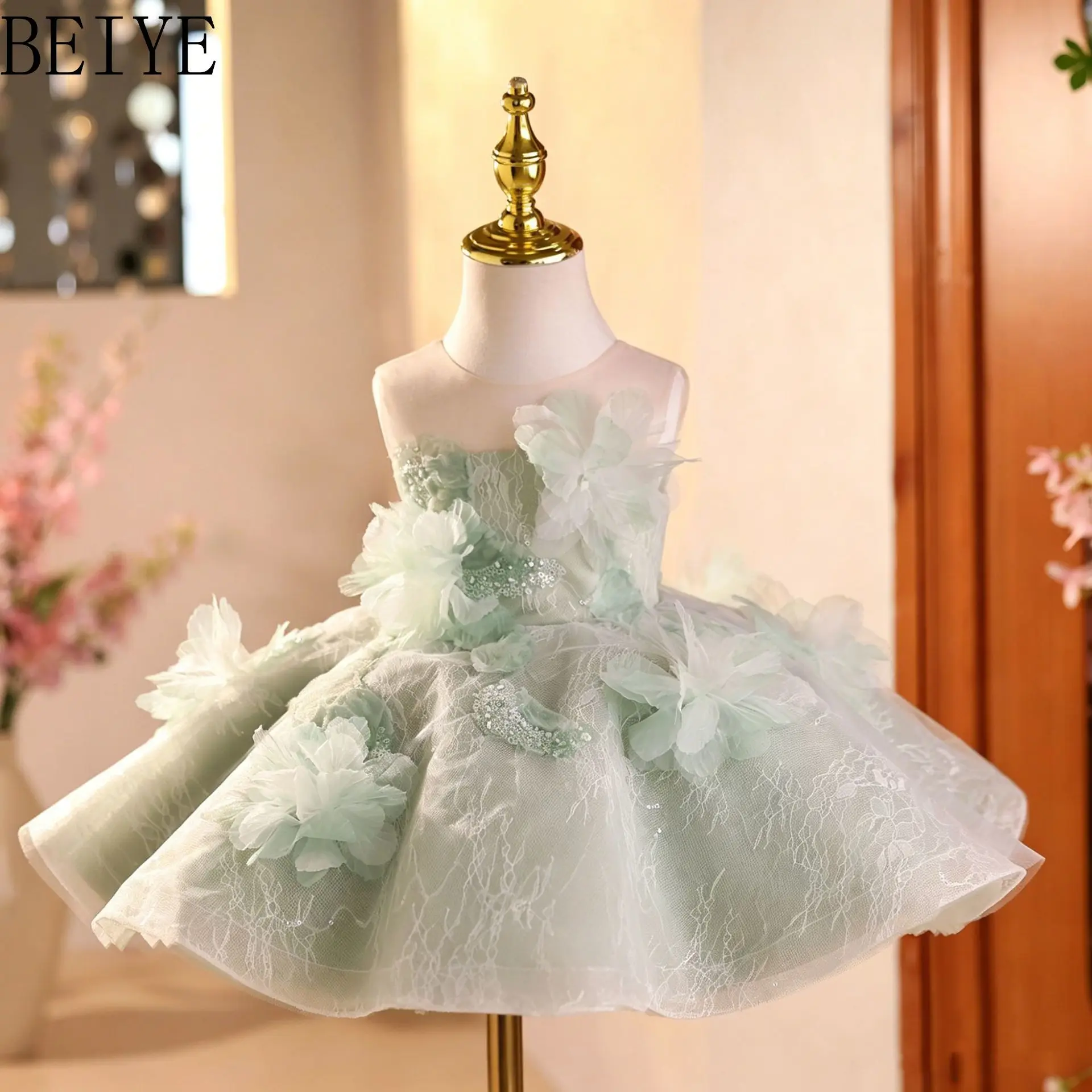 Girls' Piano Performance Princess Dress High-end Light Luxury Children's Birthday First Birthday Tutu Dress Performance Costume