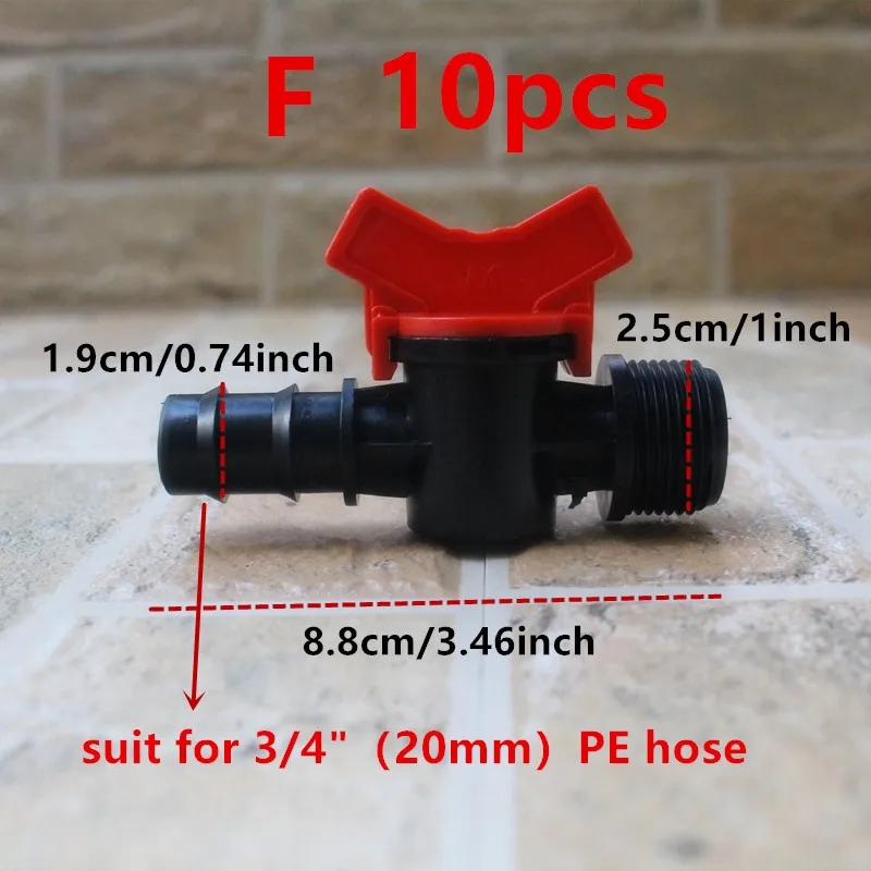 10 Stück 16/20mm Schlauchanschlüsse mit Widerhaken, Mini-Ventil Gartenhahn-Verbinder mit 1/2 3/4 Zoll Gewinde für Tropfbewässerungssysteme – Detail 8