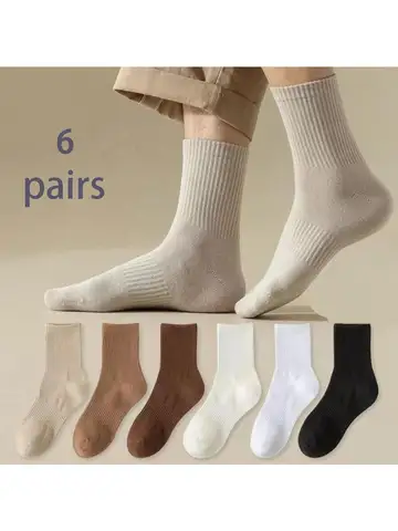 남성용 긴 탈취제 미드 튜브 양말, 블랙 키높이 스타킹, 용수철 및 가을, 6 켤레 Best5