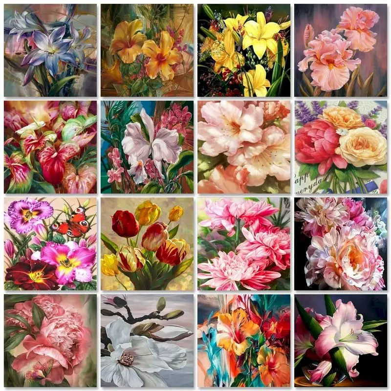 

SDOYUNO Flower DIY oil Painting By Numbers Kit acrylic paint by numbers art work diy Paintings art on Canvas By Numbers