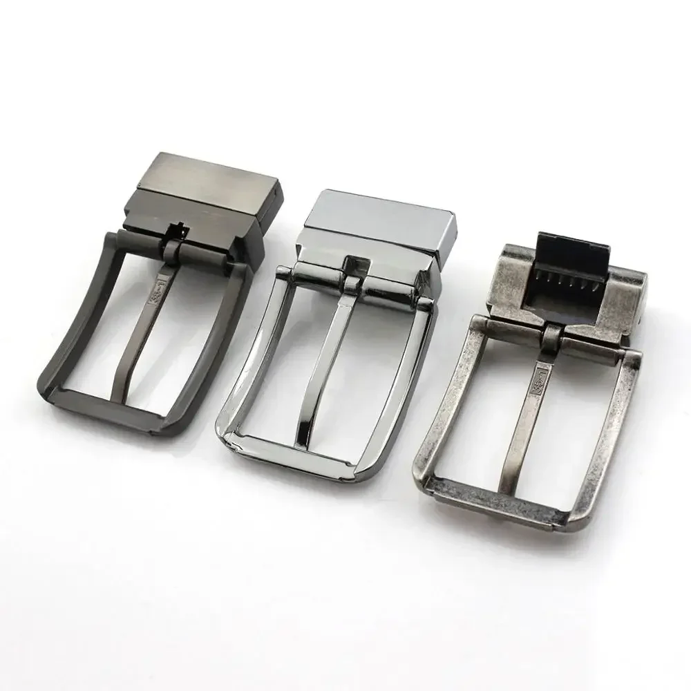 1piece 35mm Metal Brushed Men Belt Buckle Clip Buckle Rotatable Bottom Single Pin Half Buckle Leather Craft Belt Strap