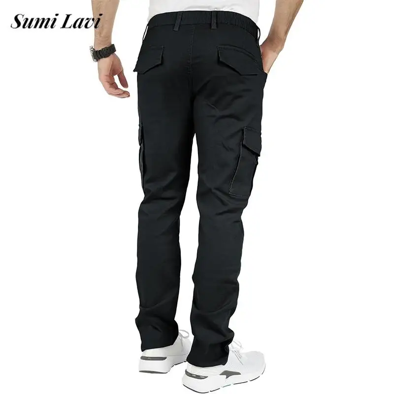 Pantaloni cargo da uomo vintage primavera autunno streetwear moda tinta unita pantaloni multitasche per uomo pantaloni slim casual quotidiani