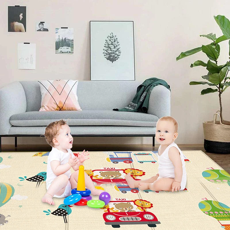 Baby Play Mat Foldable Children Carpet Double-sided Cartoon Pattern Kids Room Carpet Educational Activity Surface Easy To Carry