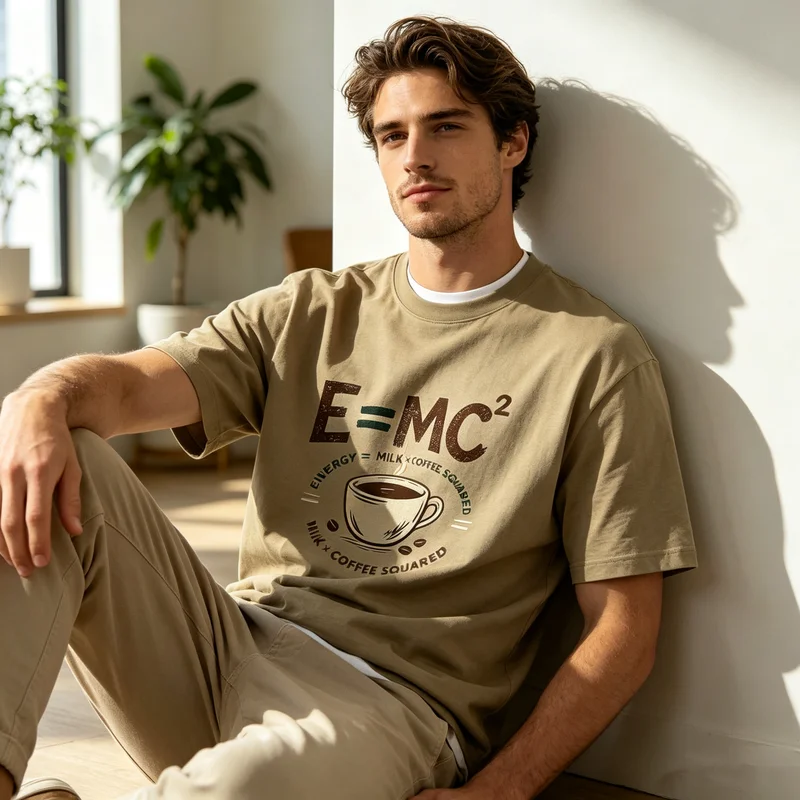 E Equals MC Squared Energy Milk Coffee Funny Physics Graphic T Shirt Men Women Cotton Short Sleeve Tee Coffee Lover Casual Gift