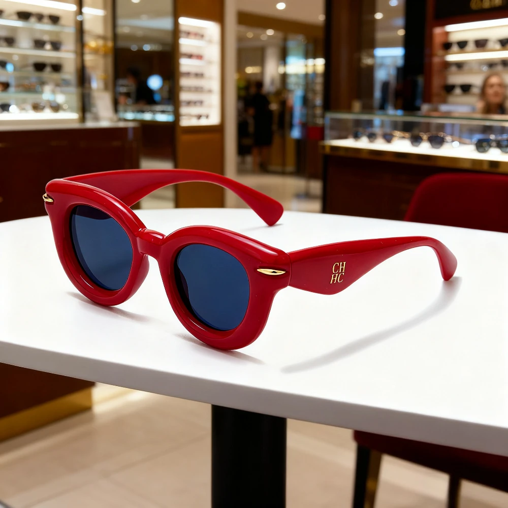 

Thick Frame Sunglasses Trendy Round Sunglasses Unique Styling Shades Street Style Versatile Best Seller