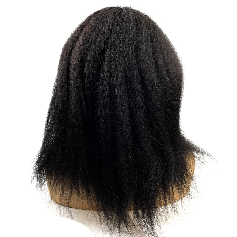 

Бразильский парик из натуральных волос Реми, полностью машинной работы, без кружевной основы, прямые волосы с эффектом кинки, без клея