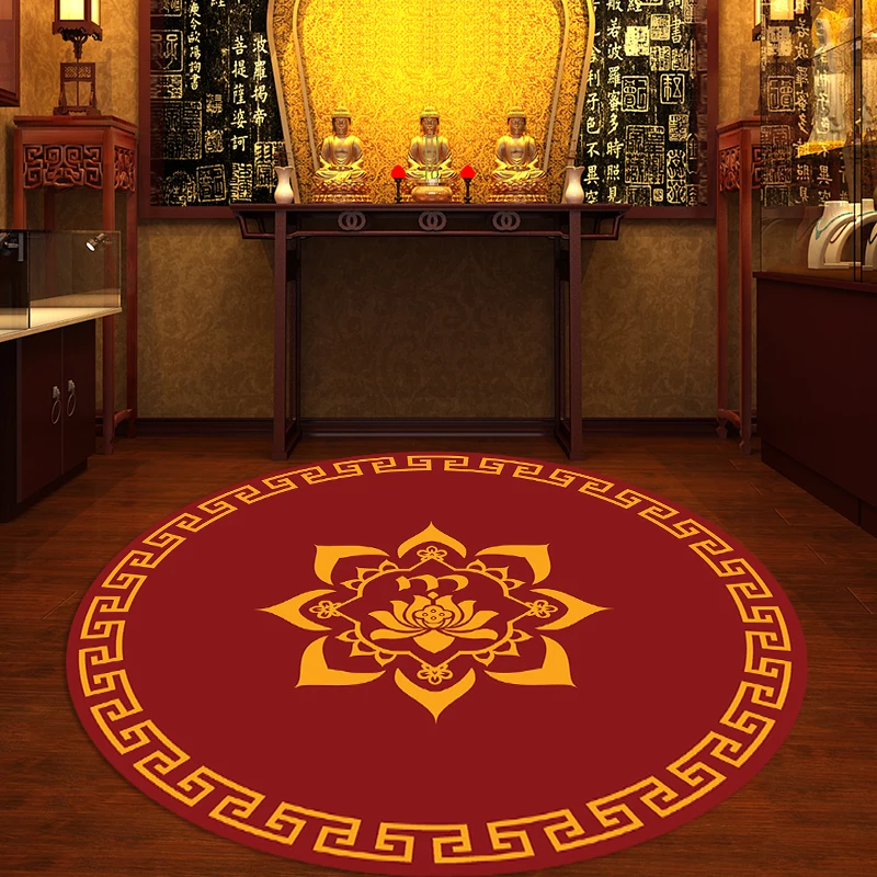 Buddha Hall Carpet Full of Household Lotus Pattern Carpet Meditation Buddha Front Mat Zen Temple Lotus Buddha Home Prayer Carpet