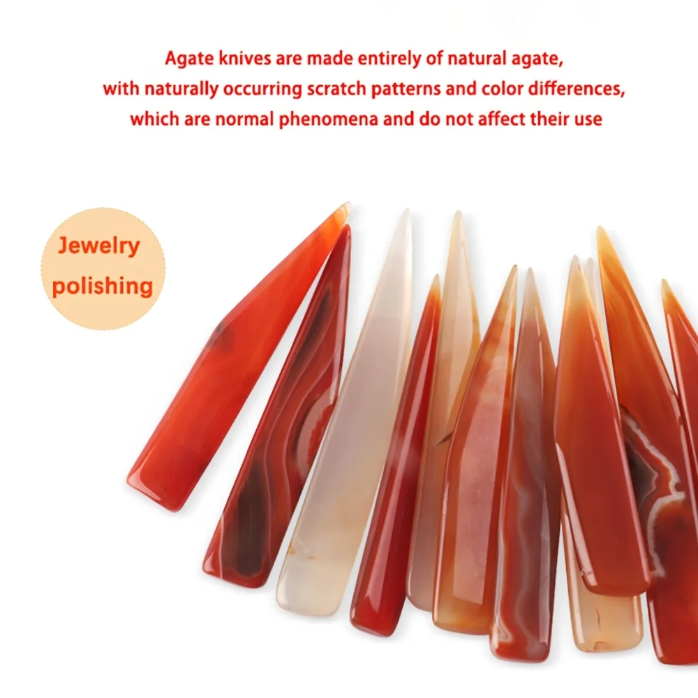 Agate Knife Burnisher Jewelry Finishing Tool Gold Silver Copper Smoothing Polisher Natural Agate Hand‑held Polisher Knife‑shaped