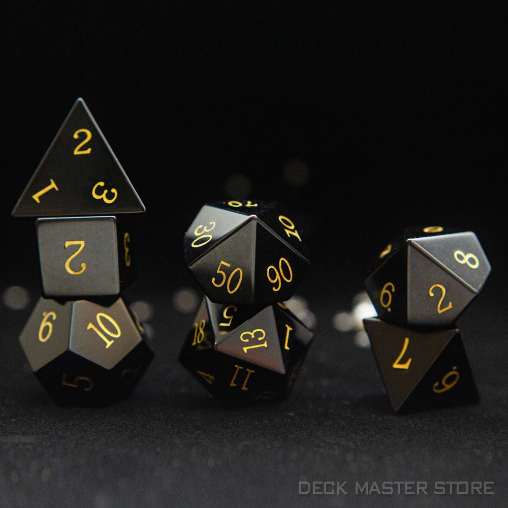 Dados de obsidiana negra, piedras preciosas poliédricas de varias formas, D20, DnD Digital, para D & D, TRPG, juegos mágicos de mesa, juegos de mesa