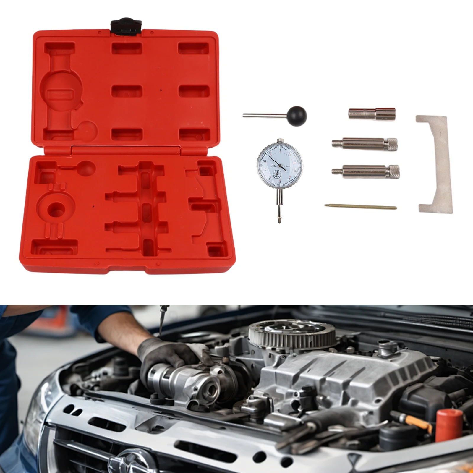 7pcs Diesel Fuel Pump Timing Tool Set With Indicator For Transporter T4 T3 Fuel Pressure Gauge Engine Maintenance Kit