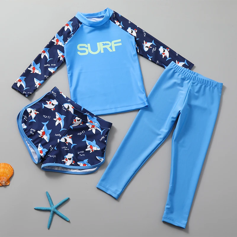 New Kids Swimsuit Long Sleeve Korean Baby New Boys Medium Kids Girls Sunscreen Quick Drying Wetsuit Set